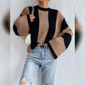 Women's Pullover Ribbed Knit Patchwork Striped Sweater by DailySale