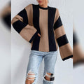 Women's Pullover Ribbed Knit Patchwork Striped Sweater by DailySale