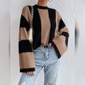 Women's Pullover Ribbed Knit Patchwork Striped Sweater by DailySale