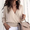 Women's Pullover Solid Colored Basic Long Sleeve Loose Short Sweater Cardigans by DailySale