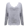Women's Pullover Sweater Knitted Solid Colored Casual Acrylic Long Sleeve Loose Sweater Cardigans V Neck