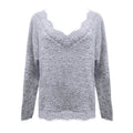 Women's Pullover Sweater Knitted Solid Colored Casual Acrylic Long Sleeve Loose Sweater Cardigans V Neck by DailySale