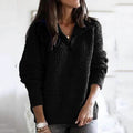 Women's Pullover Sweater Zipper Solid Color Basic Casual Long Sleeve Sweater Cardigans by DailySale