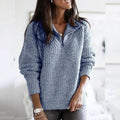 Women's Pullover Sweater Zipper Solid Color Basic Casual Long Sleeve Sweater Cardigans by DailySale