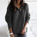Women's Pullover Sweater Zipper Solid Color Basic Casual Long Sleeve Sweater Cardigans by DailySale
