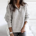 Women's Pullover Sweater Zipper Solid Color Basic Casual Long Sleeve Sweater Cardigans by DailySale