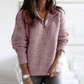 Women's Pullover Sweater Zipper Solid Color Basic Casual Long Sleeve Sweater Cardigans by DailySale