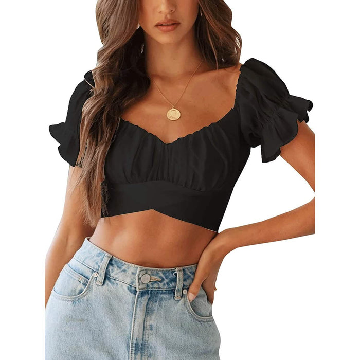Women's Ruffle Short Sleeve Tie Shirt by DailySale