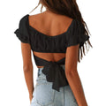Women's Ruffle Short Sleeve Tie Shirt by DailySale