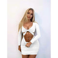 Women's Sexy Bodycon Deep V Neck Long Sleeve Cut Out Club Mini Dress by DailySale