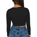 Women's Sexy Bodycon Scoop Neck Long Sleeve Slim Crop Top by DailySale