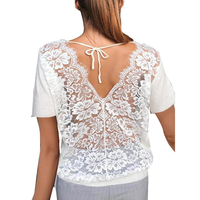 Women's Short Sleeve Back Lace Top Blouse by DailySale