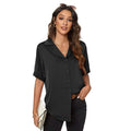 Women's Short Sleeve Casual Satin Button Down Shirt by DailySale