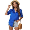 Women's Short Sleeve Casual Satin Button Down Shirt by DailySale