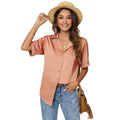 Women's Short Sleeve Casual Satin Button Down Shirt by DailySale