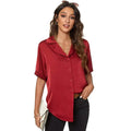 Women's Short Sleeve Casual Satin Button Down Shirt by DailySale