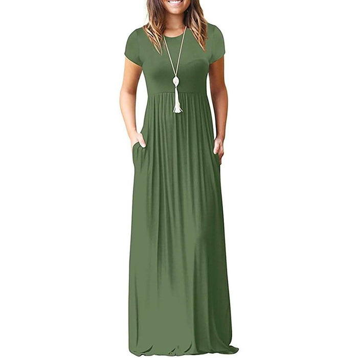 Women's Short Sleeve Loose Casual Long Dresses with Pockets by DailySale