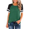 Womens Short Sleeve Shirts Crew Neck Color Block by DailySale