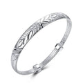 Women's Silver Plated Floral Ingrain Design Bangle by DailySale
