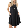 Women's Sleeveless Pockets Casual Swing T-Shirt Short Dresses by DailySale