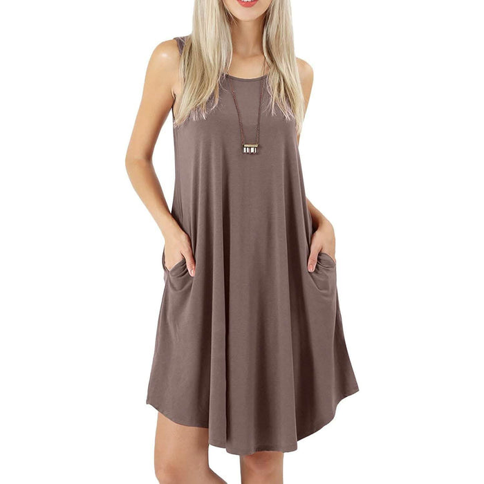 Women's Sleeveless Pockets Casual Swing T-Shirt Short Dresses by DailySale