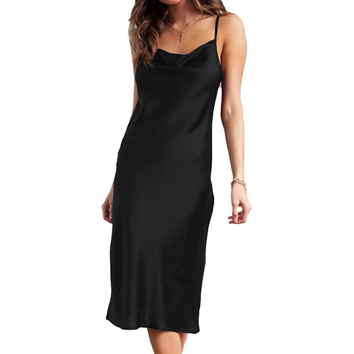 Women's Sleeveless Spaghetti Strap Satin Dress by DailySale