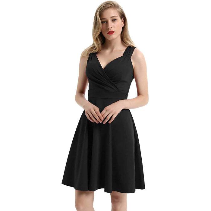 Women's Sleeveless Wrap V-Neck A-line Bridesmaid Cocktail Party Dress by DailySale