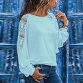 Womens Solid Color Hollow Out Pullovers Loose T-shirts by DailySale