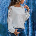 Womens Solid Color Hollow Out Pullovers Loose T-shirts by DailySale