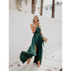Women's Solid Color Slit Tie Maxi Dress
