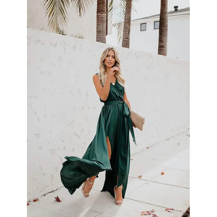 Women's Solid Color Slit Tie Maxi Dress by DailySale