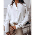 Women's Solid Colored Long Sleeve Button Standing Collar Basic Tops by DailySale