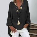 Women's Solid Colored Long Sleeve Button V Neck Basic Top by DailySale