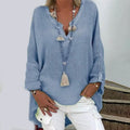 Women's Solid Colored Long Sleeve Button V Neck Basic Top by DailySale