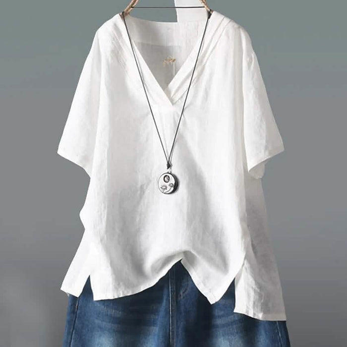 Women's Solid Half Sleeve V Neck Shirt Top by DailySale