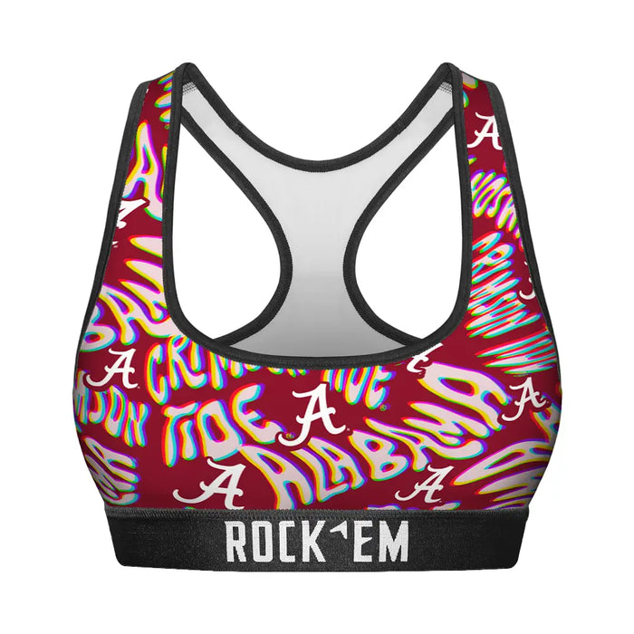Women's Sports Bra - Alabama Crimson Tide - Twisted Wordmark by Rock 'Em Socks