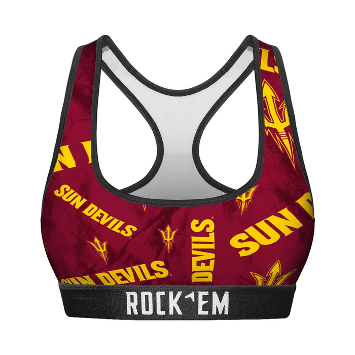 Women's Sports Bra - Arizona State Sun Devils - Logo All-Over by Rock 'Em Socks
