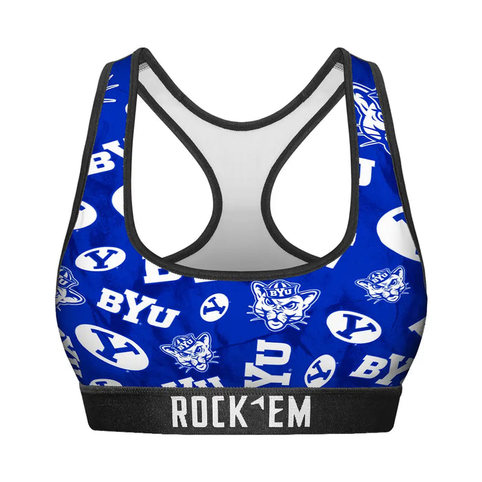 Women's Sports Bra - BYU Cougars - Logo All-Over by Rock 'Em Socks