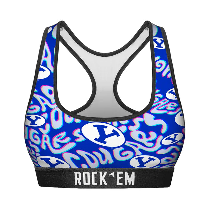 Women's Sports Bra - BYU Cougars - Twisted Wordmark by Rock 'Em Socks