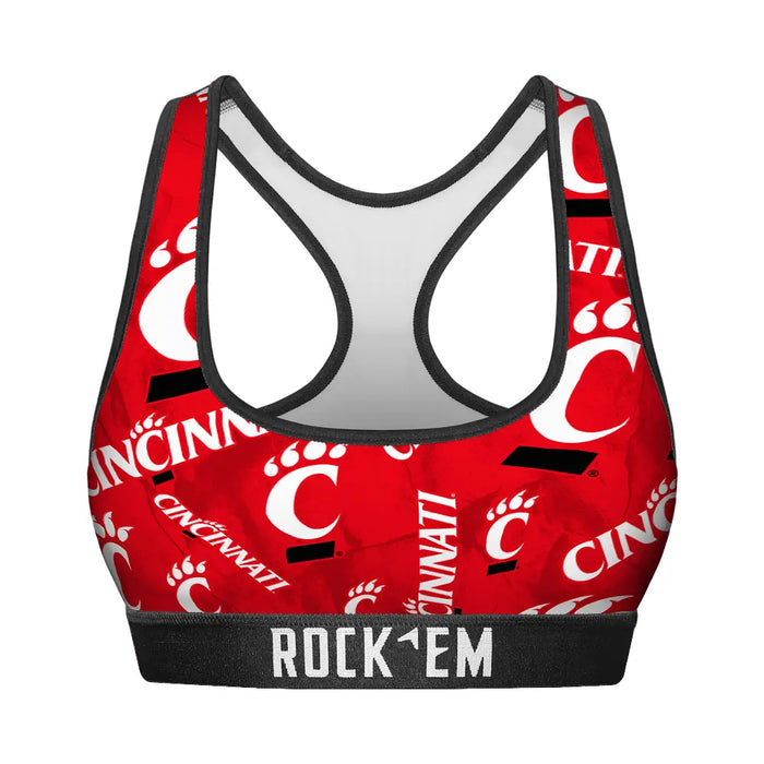 Women's Sports Bra - Cincinnati Bearcats - Logo All-Over by Rock 'Em Socks