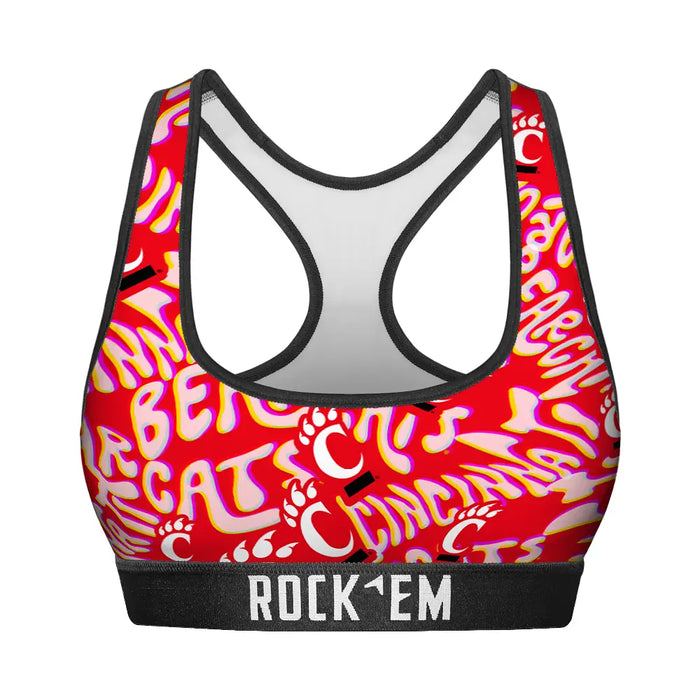 Women's Sports Bra - Cincinnati Bearcats - Twisted Wordmark by Rock 'Em Socks