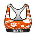Women's Sports Bra - Clemson Tigers - Logo All-Over by Rock 'Em Socks