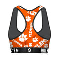 Women's Sports Bra - Clemson Tigers - Logo All-Over by Rock 'Em Socks