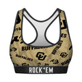 Women's Sports Bra - Colorado Buffaloes - Logo All-Over by Rock 'Em Socks