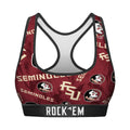 Women's Sports Bra - Florida State Seminoles - Logo All-Over by Rock 'Em Socks