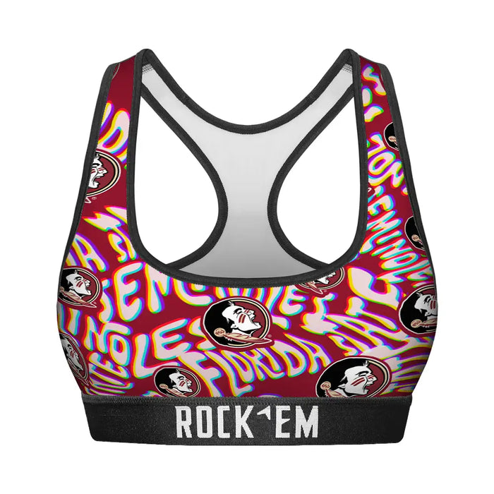Women's Sports Bra - Florida State Seminoles - Twisted Wordmark by Rock 'Em Socks