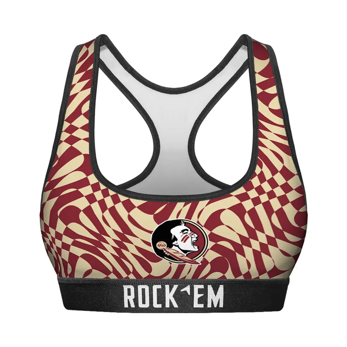 Women's Sports Bra - Florida State Seminoles - Wavy Checkers by Rock 'Em Socks