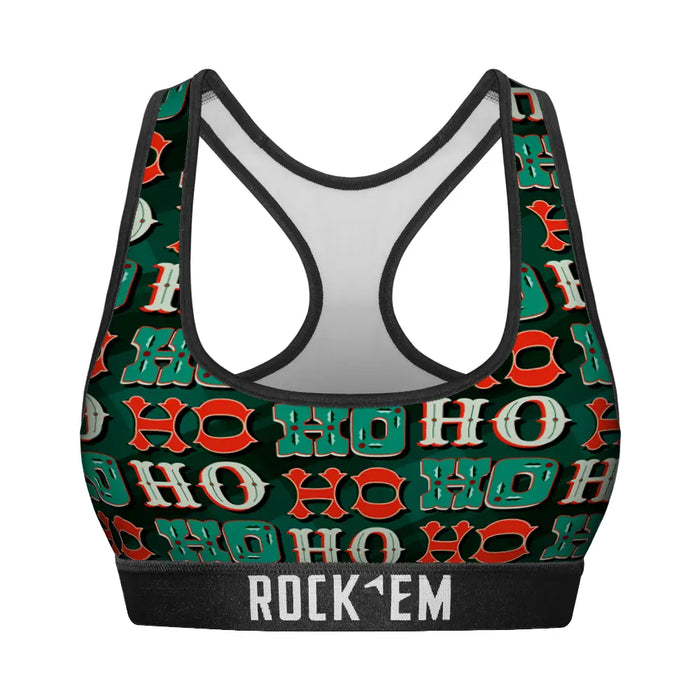 Women's Sports Bra - Ho Ho Ho Pattern by Rock 'Em Socks