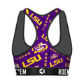 Women's Sports Bra - LSU Tigers - Logo All-Over by Rock 'Em Socks