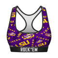 Women's Sports Bra - LSU Tigers - Logo All-Over by Rock 'Em Socks